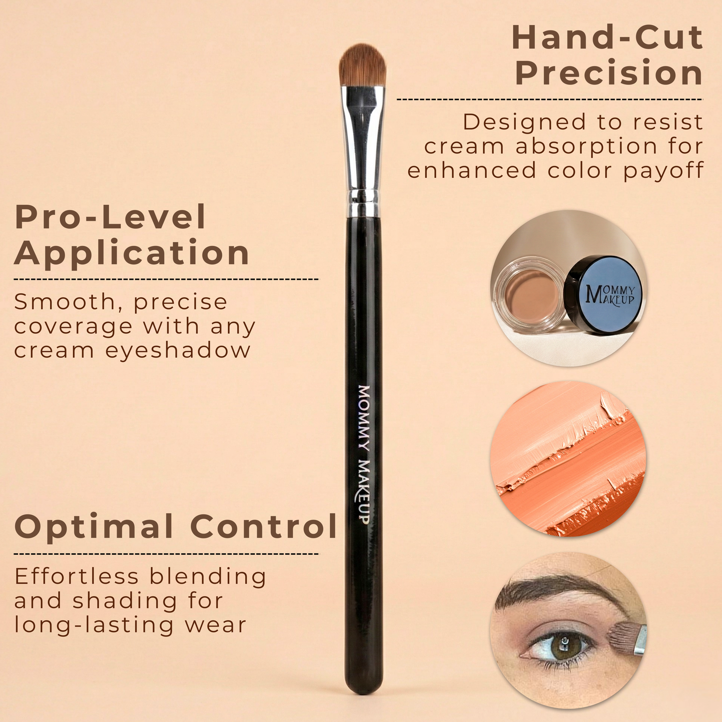 Creme Definer precision makeup brush with tapered black handle and brown bristles