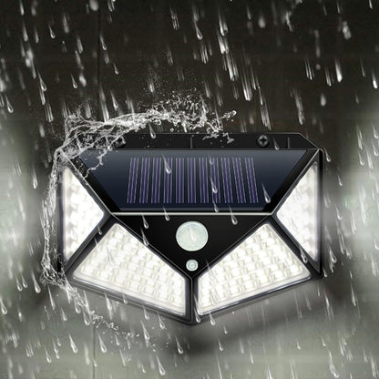 Black solar PIR motion sensor LED wall lamp with solar panel and twin front LED panels