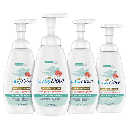 Baby Dove Baby Foaming Wash Fragrance Free Moisture 4 Count for Sensitive Skin Ultra Gentle 13.5 fl. oz. - Renee Lane Company