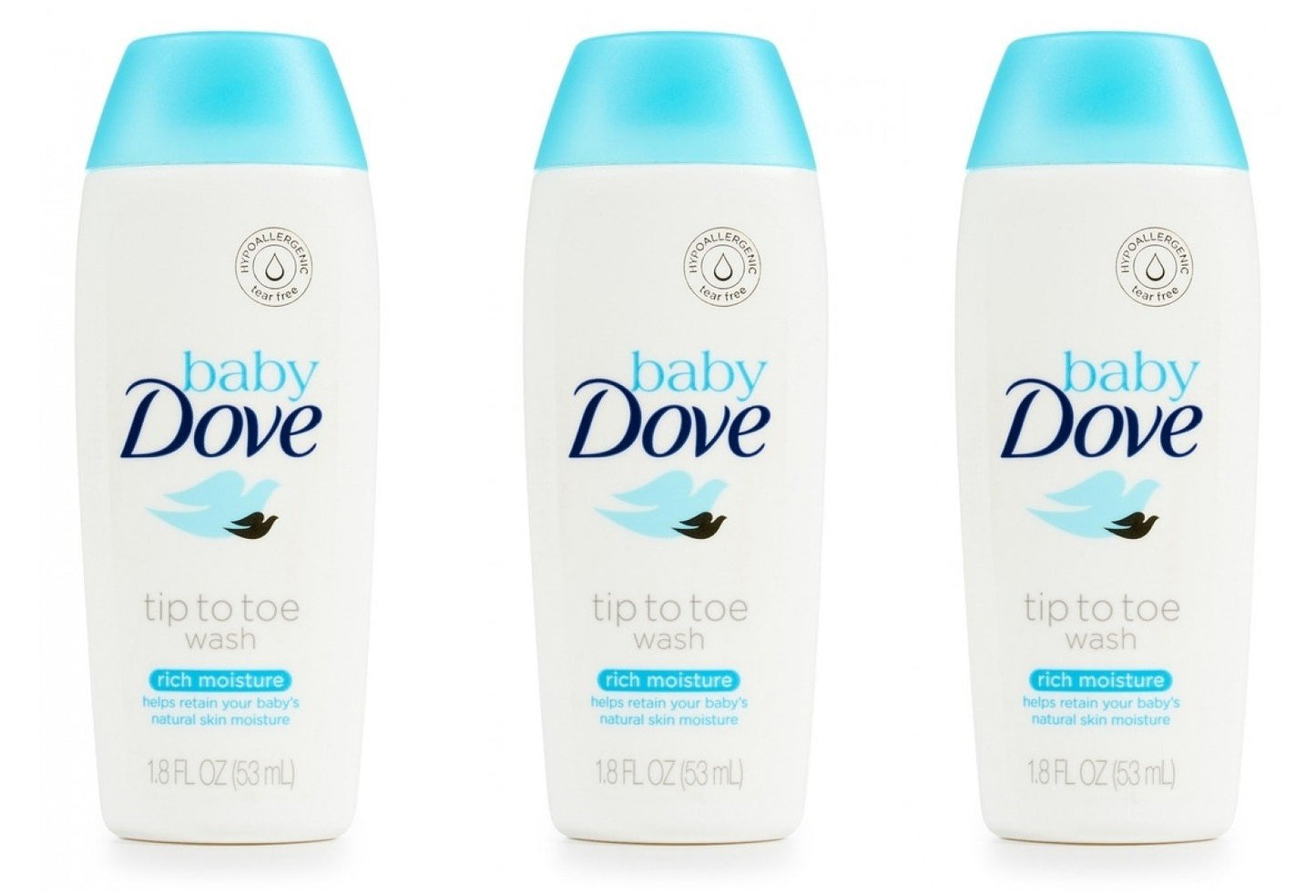 Baby Dove Body Wash Tip To Toe Sensitive Moisture 1.8 Oz Travel Size (Pack Of 3) - Renee Lane Company