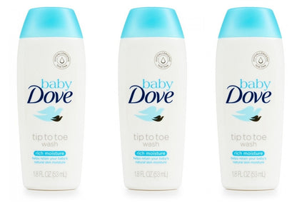 Baby Dove Body Wash Tip To Toe Sensitive Moisture 1.8 Oz Travel Size (Pack Of 3) - Renee Lane Company