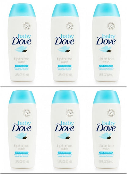 Baby Dove Body Wash Tip To Toe Sensitive Moisture 1.8 Oz Travel Size (Pack Of 6) - Renee Lane Company