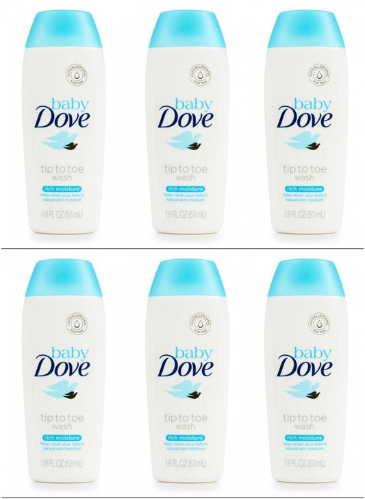 Baby Dove Body Wash Tip To Toe Sensitive Moisture 1.8 Oz Travel Size (Pack Of 6) - Renee Lane Company