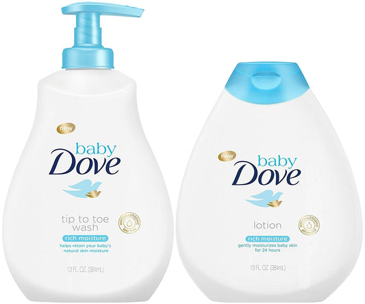 Baby Dove Rich Moisture Bundle Tip to Toe Wash and Lotion 13 Ounce Each - Renee Lane Company