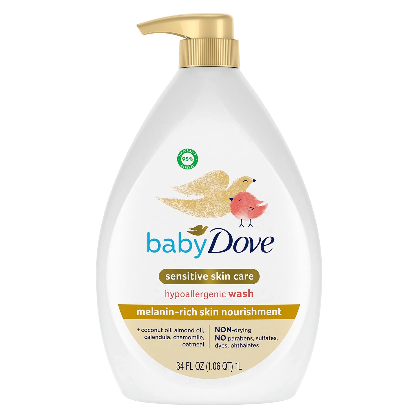 Baby Dove Sensitive Baby Wash Melanin-rich Skin Nourishment For Baby Bath Time Tear-Free and Hypoallergenic 34 oz - Renee Lane Company