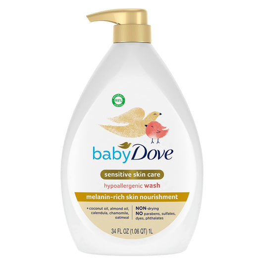 Baby Dove Sensitive Baby Wash Melanin-rich Skin Nourishment For Baby Bath Time Tear-Free and Hypoallergenic 34 oz - Renee Lane Company