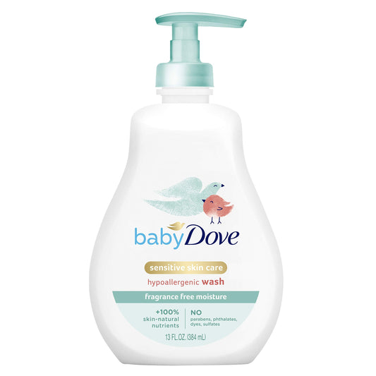 Baby Dove Sensitive Skin Care Baby Wash For Baby Bath Time Fragrance Free Moisture Fragrance Free and Hypoallergenic Washes Away Bacteria 13 oz - Renee Lane Company