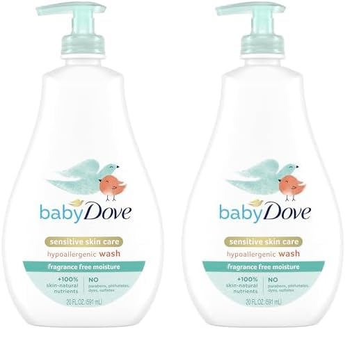 Baby Dove Sensitive Skin Care Baby Wash For Bath Time Moisture Fragrance Free and Hypoallergenic Washes Away Bacteria 20 oz (Pack of 2) - Renee Lane Company