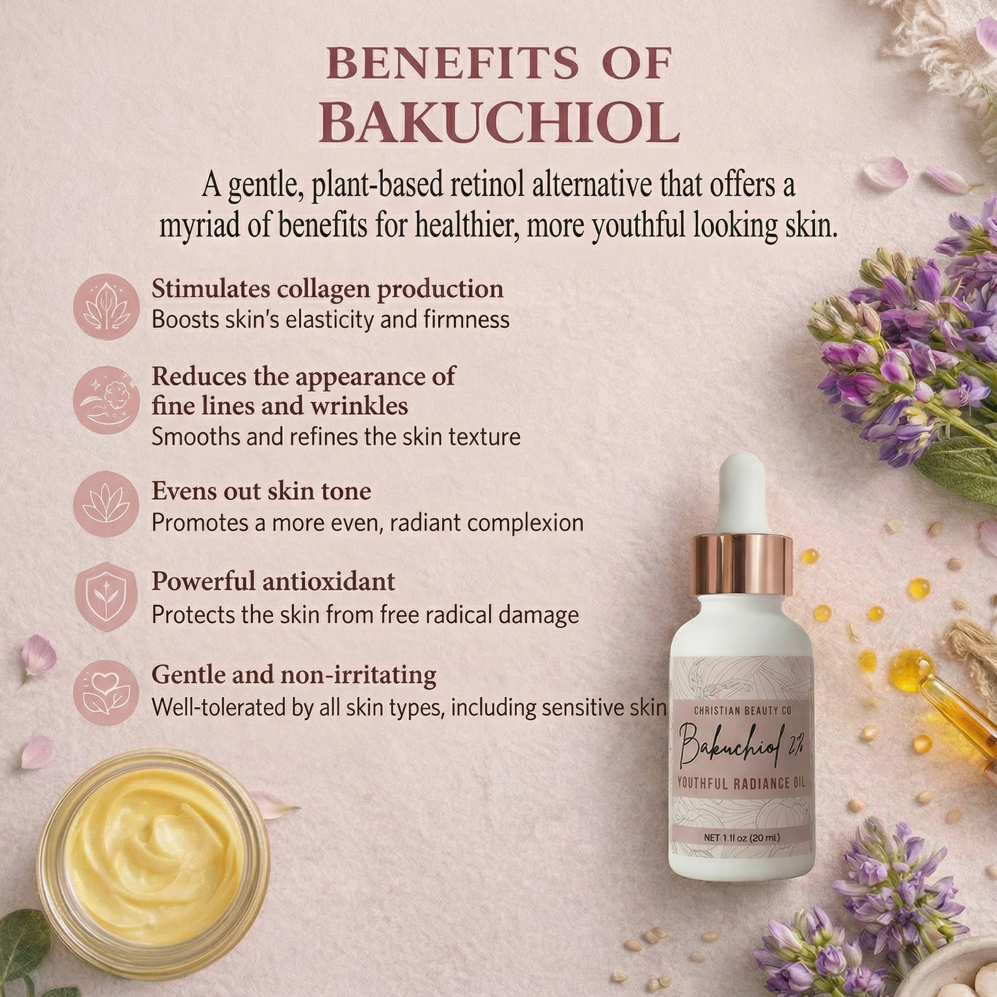 Bakuchiol 2% Youthful Radiance Oil (1 fl oz) - Renee Lane Company