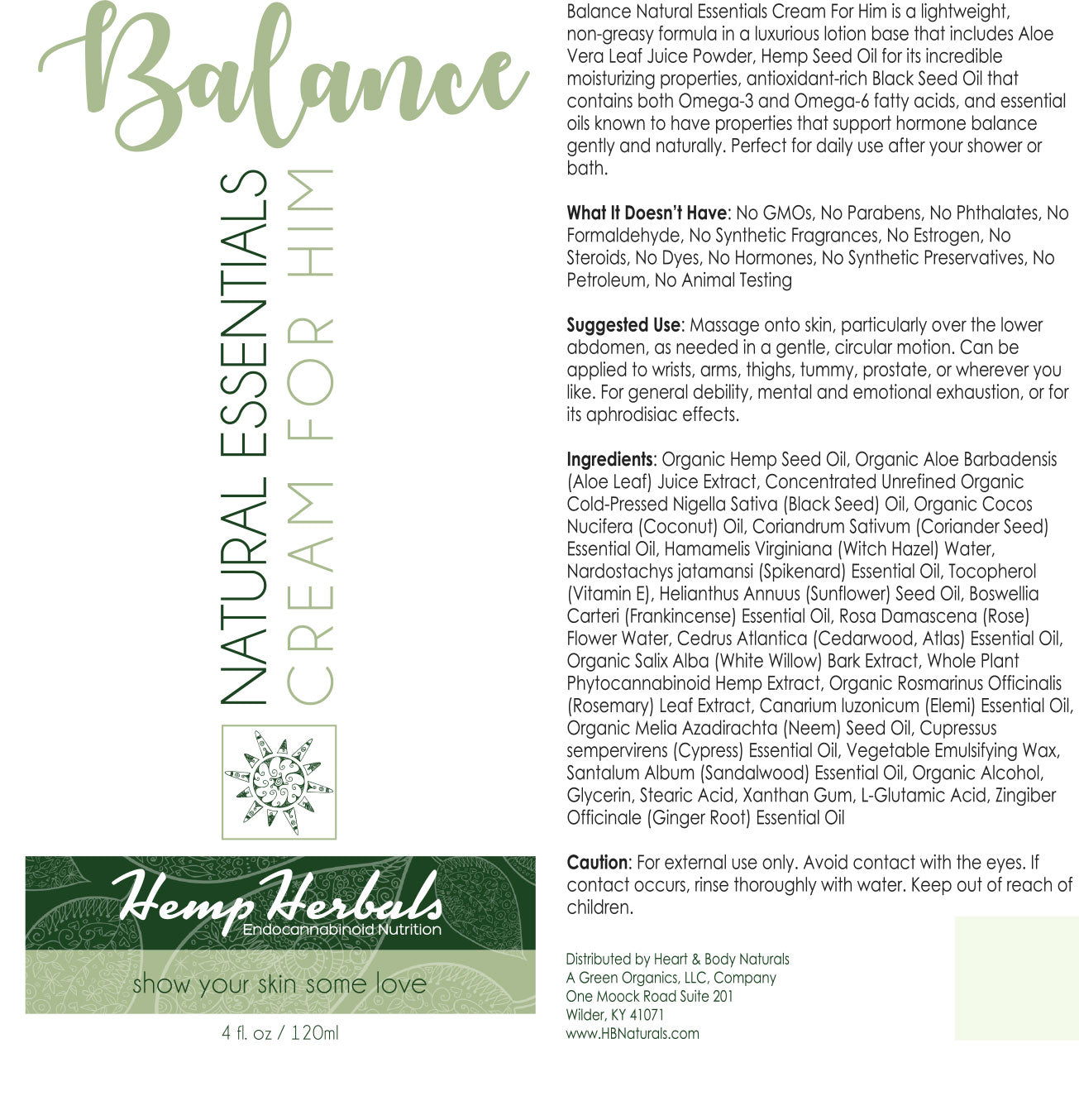 Balance Him Hormone Balancing Essential Oil Cream - Renee Lane Company