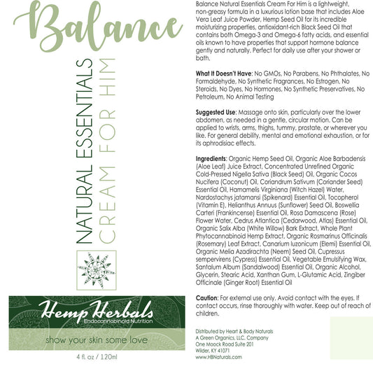 Balance Him Hormone Balancing Essential Oil Cream - Renee Lane Company
