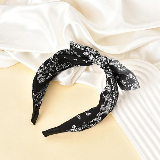 Bandana Headbands with Knotted Bow and Rabbit Ear Design for Women and Girls - Black Bowknot Hairband Accessories - Renee Lane Company