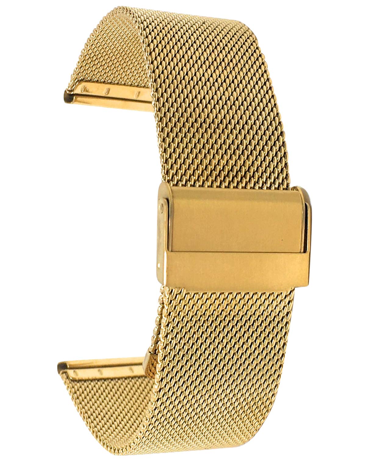 Bandini Mesh Watch Band Stainless Steel Watch Band Metal Watch Bands For Women/Men Fold Over Watch Band Clasp Adjustable Length Watch Strap 12mm Watch Band Gold Tone Watch Band/Fine Mesh - Renee Lane Company
