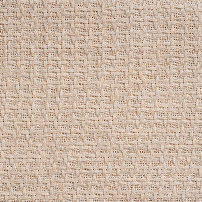 Beige basket-weave blanket fabric close-up texture