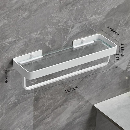 Bathroom Shelves Wall Mounted Glass Shelves for Bathroom Floating Shelf with Towel Holder Glass Shower Shelf 2 Tier Bathroom Wall Organizer - Renee Lane Company