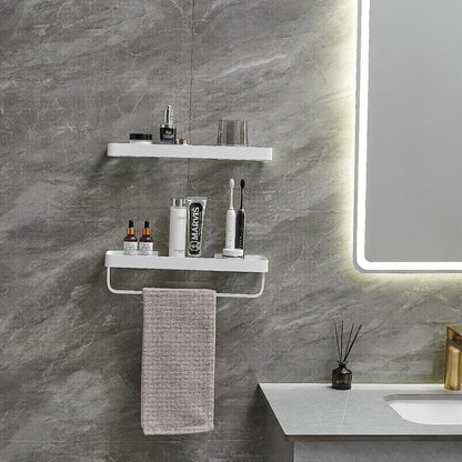 Bathroom Shelves Wall Mounted Glass Shelves for Bathroom Floating Shelf with Towel Holder Glass Shower Shelf 2 Tier Bathroom Wall Organizer - Renee Lane Company