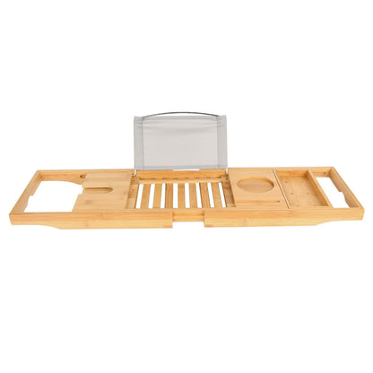 Bathtub Caddy Tray Crafted Bamboo Bath Tray Table Extendable Reading Rack Tablet Phone Holder - Renee Lane Company