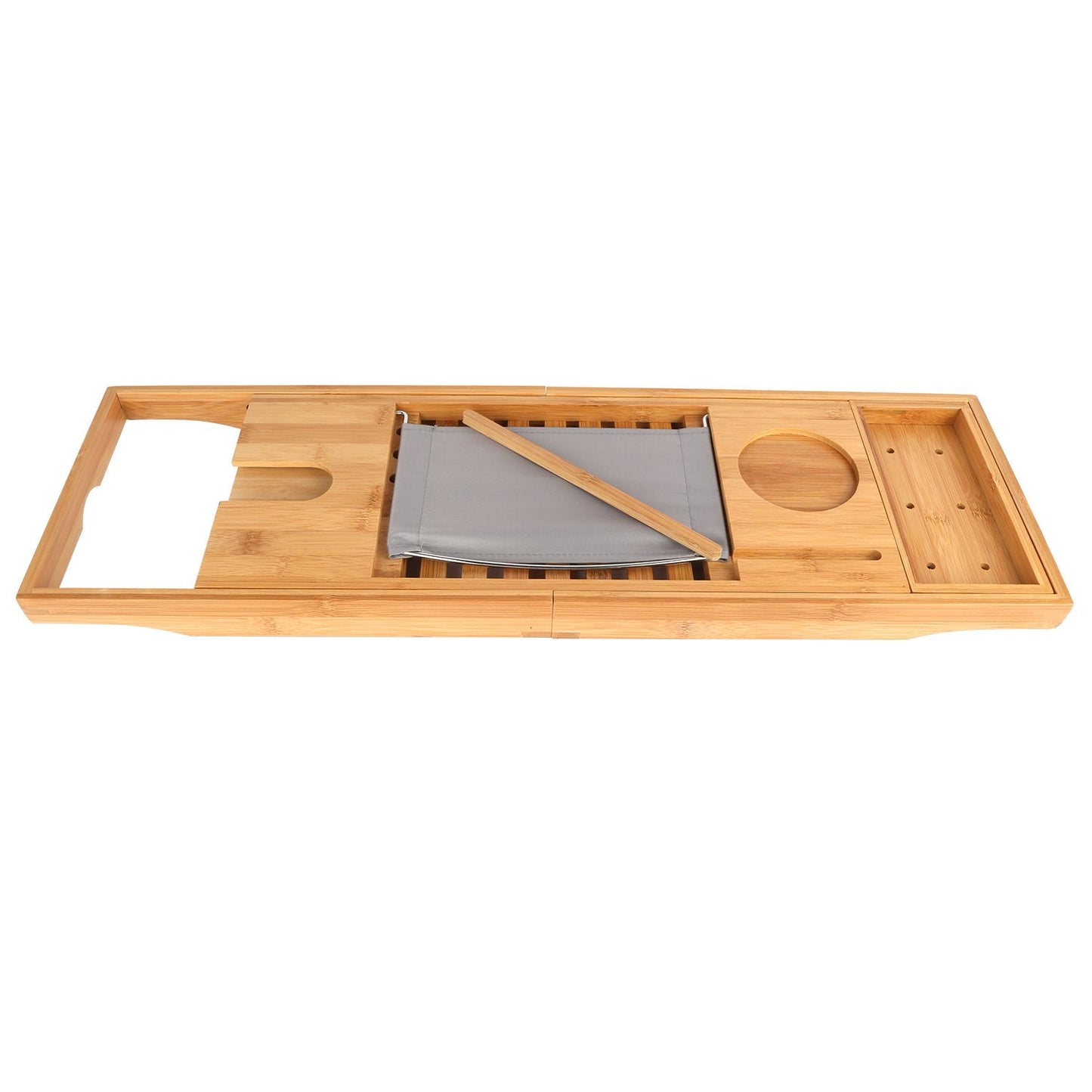 Bathtub Caddy Tray Crafted Bamboo Bath Tray Table Extendable Reading Rack Tablet Phone Holder - Renee Lane Company