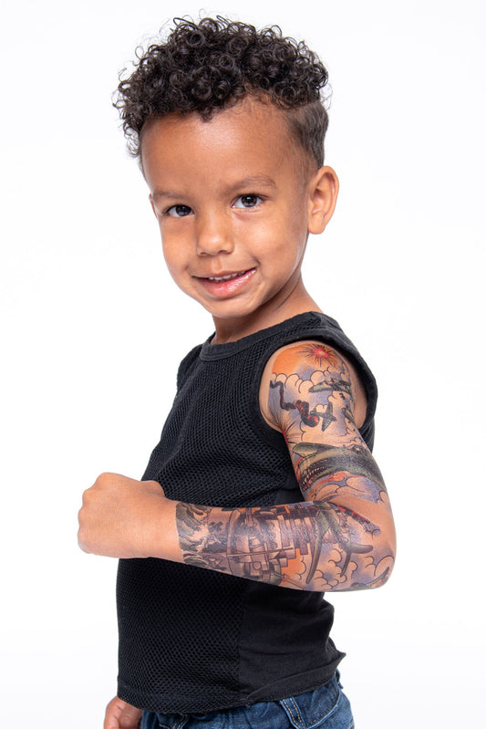 Battle Stations Full Sleeve Tattoo - Temporary Kids Tattoo Sleeve - Renee Lane Company