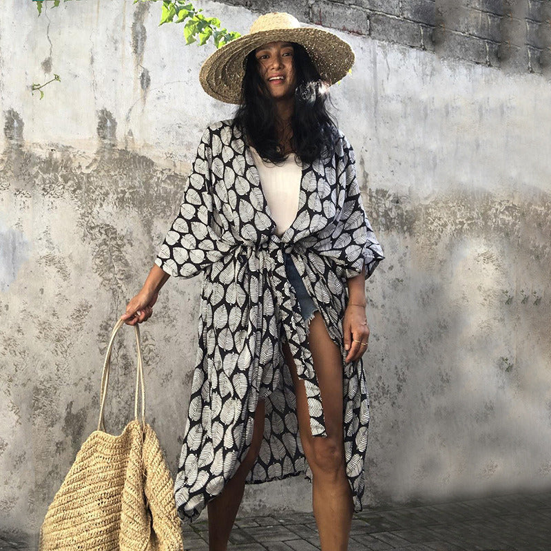 Beach Cover Ups for Swimwear Women Black Tie Dye Kimono Swimsuit Cape Summer Dress 2022 Beachwear Outfits Sales - Renee Lane Company