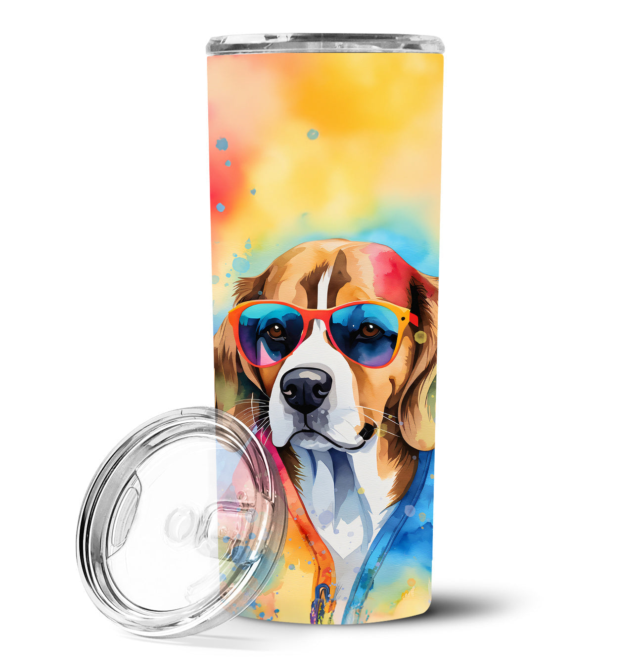 Beagle Hippie Dawg Stainless Steel Skinny Tumbler Vacuum Double Walled Reusable Insulated Tumbler Travel Cup for Coffee Cocktails Gift with Lid, 20 oz - Renee Lane Company