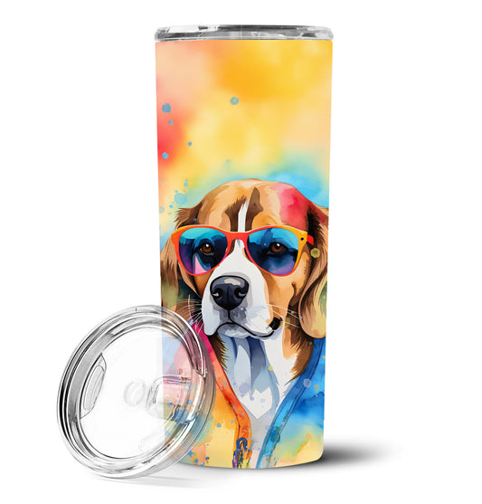 Beagle Hippie Dawg Stainless Steel Skinny Tumbler Vacuum Double Walled Reusable Insulated Tumbler Travel Cup for Coffee Cocktails Gift with Lid, 20 oz - Renee Lane Company
