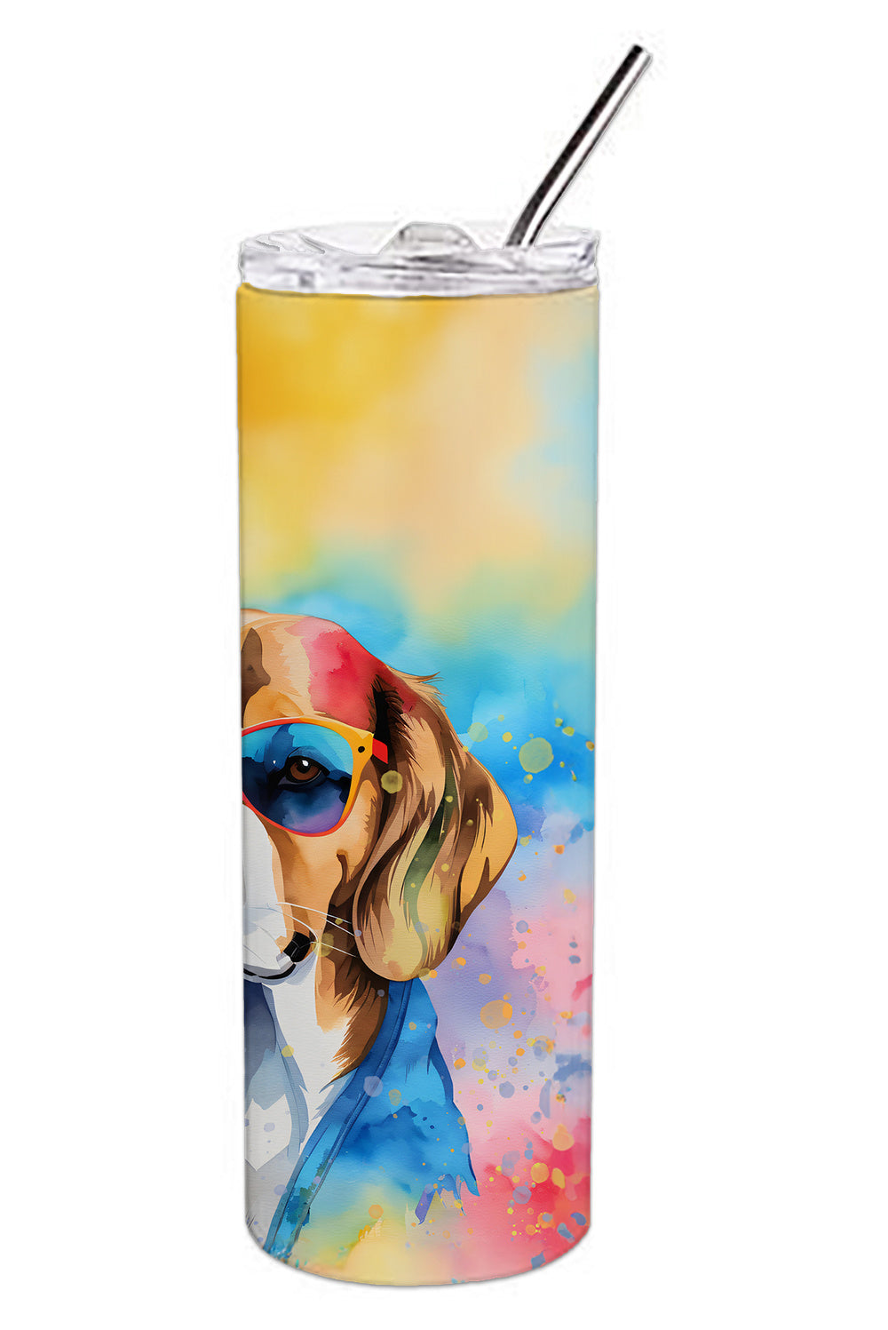 Beagle Hippie Dawg Stainless Steel Skinny Tumbler Vacuum Double Walled Reusable Insulated Tumbler Travel Cup for Coffee Cocktails Gift with Lid, 20 oz - Renee Lane Company