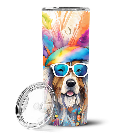 Bearded Collie Hippie Dawg Stainless Steel Skinny Tumbler Vacuum Double Walled Reusable Insulated Tumbler Travel Cup for Coffee Cocktails Gift with Lid, 20 oz - Renee Lane Company