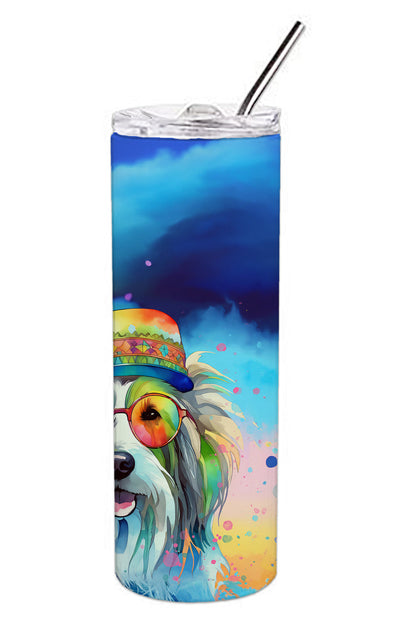 Bearded Collie Hippie Dawg Stainless Steel Skinny Tumbler Vacuum Double Walled Reusable Insulated Tumbler Travel Cup for Coffee Cocktails Gift with Lid, 20 oz - Renee Lane Company