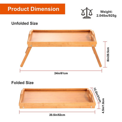 Bed Tray Table Breakfast Tray Bamboo Folding Bed Table Serving Snack Tray Desk with Handles - Renee Lane Company