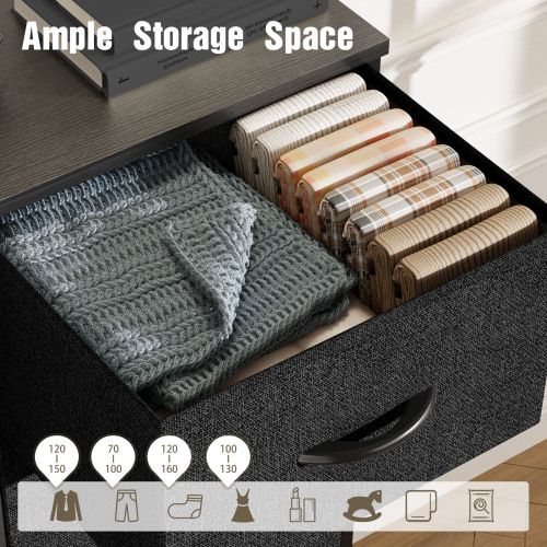 Bedside Table For Bedroom With 10 Fabric Drawers Storage Cabinet Steel Frame Closet For Clothes Storage Display Cabinet - Renee Lane Company
