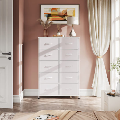 Bedside Table For Bedroom With 10 Fabric Drawers Storage Cabinet Steel Frame Closet For Clothes Storage Display Cabinet - Renee Lane Company