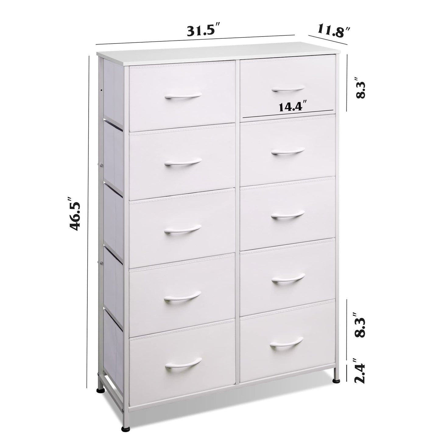 Bedside Table For Bedroom With 10 Fabric Drawers Storage Cabinet Steel Frame Closet For Clothes Storage Display Cabinet - Renee Lane Company