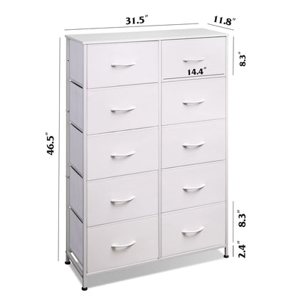 Bedside Table For Bedroom With 10 Fabric Drawers Storage Cabinet Steel Frame Closet For Clothes Storage Display Cabinet - Renee Lane Company