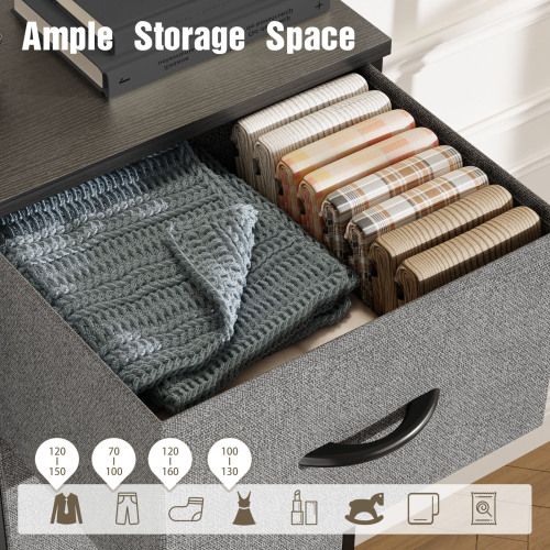 Bedside Table For Bedroom With 10 Fabric Drawers Storage Cabinet Steel Frame Closet For Clothes Storage Display Cabinet - Renee Lane Company