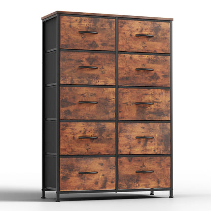 Bedside Table For Bedroom With 10 Fabric Drawers Storage Cabinet Steel Frame Closet For Clothes Storage Display Cabinet - Renee Lane Company