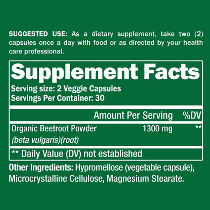 Organic Beetroot Supplement 60 Capsules