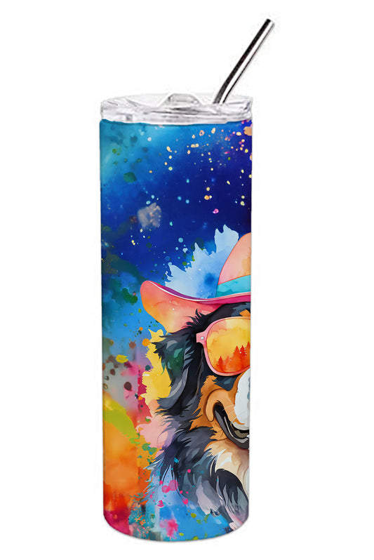 Bernese Mountain Dog Hippie Dawg Stainless Steel Skinny Tumbler Vacuum Double Walled Reusable Insulated Tumbler Travel Cup for Coffee Cocktails Gift with Lid, 20 oz - Renee Lane Company
