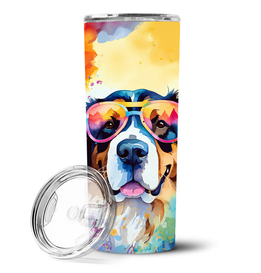 Bernese Mountain Dog Hippie Dawg Stainless Steel Skinny Tumbler Vacuum Double Walled Reusable Insulated Tumbler Travel Cup for Coffee Cocktails Gift with Lid, 20 oz - Renee Lane Company
