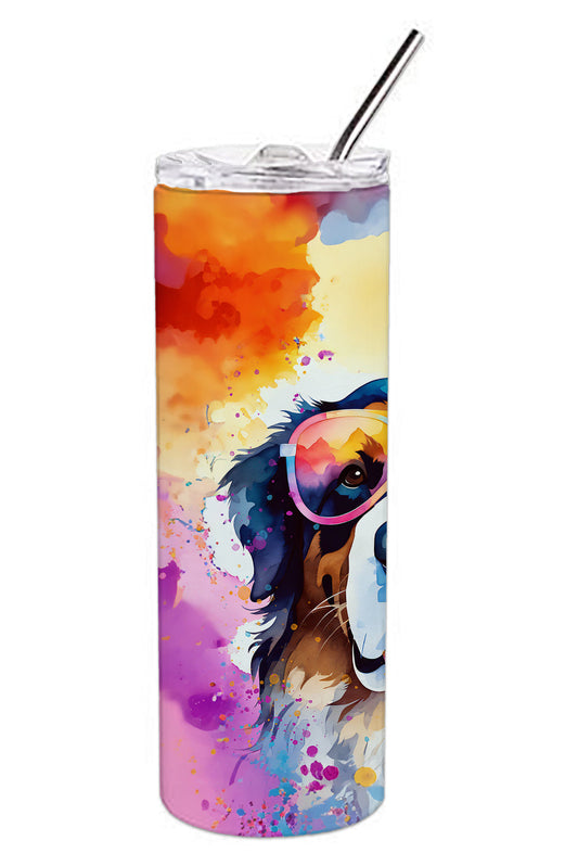 Bernese Mountain Dog Hippie Dawg Stainless Steel Skinny Tumbler Vacuum Double Walled Reusable Insulated Tumbler Travel Cup for Coffee Cocktails Gift with Lid, 20 oz - Renee Lane Company