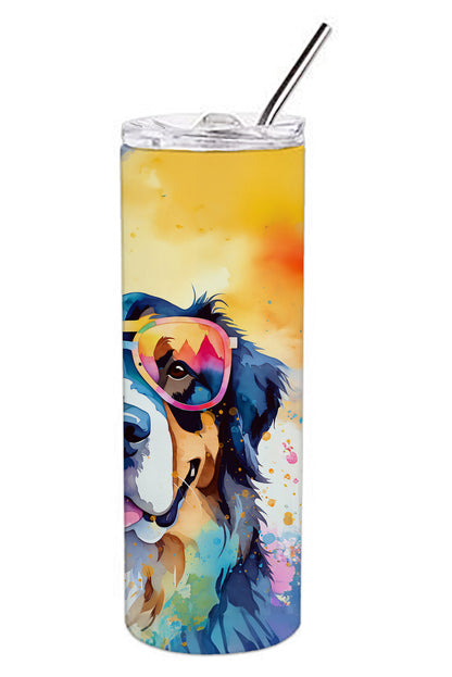 Bernese Mountain Dog Hippie Dawg Stainless Steel Skinny Tumbler Vacuum Double Walled Reusable Insulated Tumbler Travel Cup for Coffee Cocktails Gift with Lid, 20 oz - Renee Lane Company