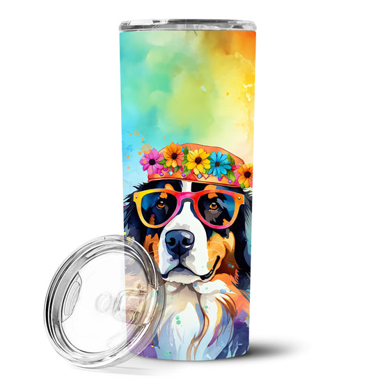 Bernese Mountain Dog Hippie Dawg Stainless Steel Skinny Tumbler Vacuum Double Walled Reusable Insulated Tumbler Travel Cup for Coffee Cocktails Gift with Lid, 20 oz - Renee Lane Company