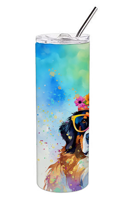 Bernese Mountain Dog Hippie Dawg Stainless Steel Skinny Tumbler Vacuum Double Walled Reusable Insulated Tumbler Travel Cup for Coffee Cocktails Gift with Lid, 20 oz - Renee Lane Company