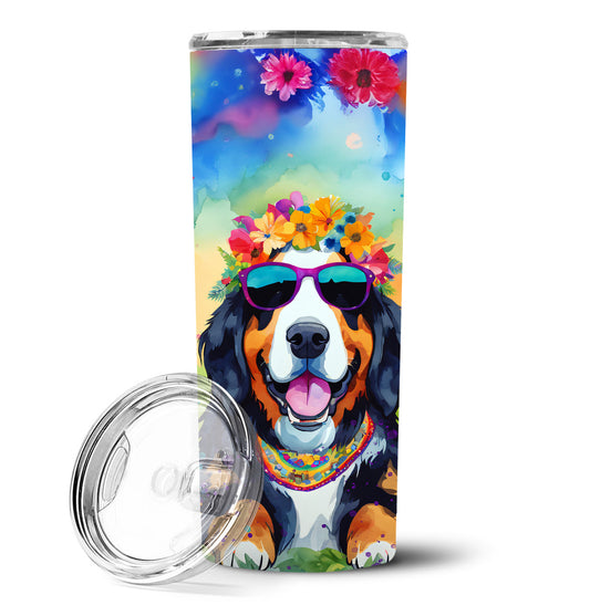 Bernese Mountain Dog Hippie Dawg Stainless Steel Skinny Tumbler Vacuum Double Walled Reusable Insulated Tumbler Travel Cup for Coffee Cocktails Gift with Lid, 20 oz - Renee Lane Company
