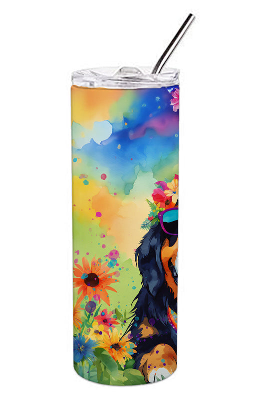 Bernese Mountain Dog Hippie Dawg Stainless Steel Skinny Tumbler Vacuum Double Walled Reusable Insulated Tumbler Travel Cup for Coffee Cocktails Gift with Lid, 20 oz - Renee Lane Company