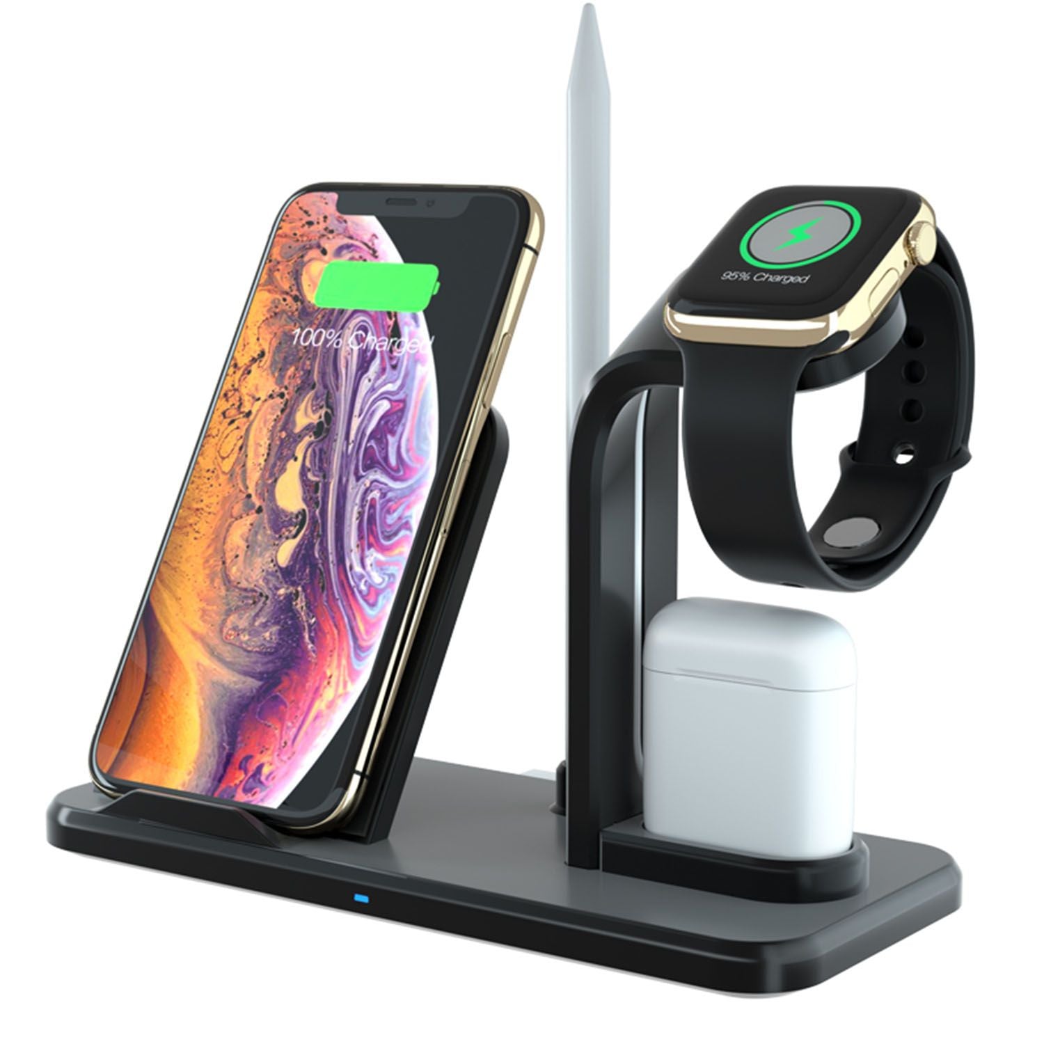 Besegad 4 in 1 Assemable Fast Wireless Charging Stand Dock Station for iPhone XS Max Apple Pencil iWatch Series 1 2 3 4 Airpods - Renee Lane Company