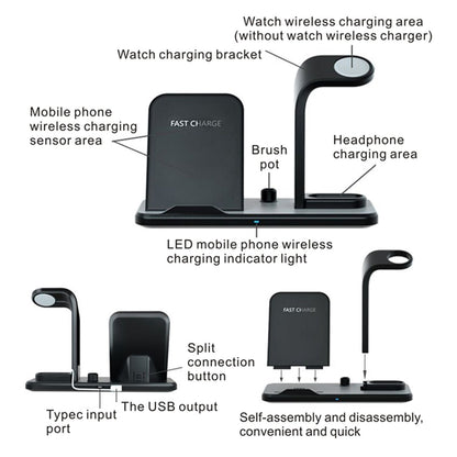 Besegad 4 in 1 Assemable Fast Wireless Charging Stand Dock Station for iPhone XS Max Apple Pencil iWatch Series 1 2 3 4 Airpods - Renee Lane Company