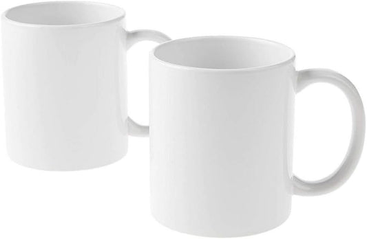 Beveled Blank, Ceramic-Coated, Dishwasher & Microwave Safe Mug to Decorate, Mug Press & Infusible Ink Compatible,12 Oz Sublimation, Ideal for Crafts and Printing, 2 Count, White - Renee Lane Company