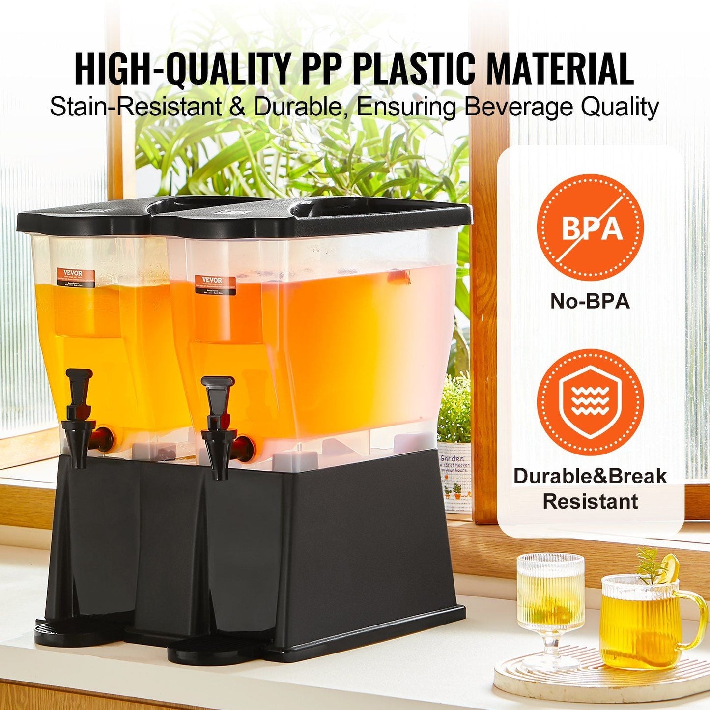 Beverage Dispenser, 3 Gallon x 2 Drink Dispensers for Parties, Plastic Juice Dispenser with Stand Spigot Lid, Iced Tea Lemonade Juice Water Dispenser, for Restaurants, Hotels, Parties - Renee Lane Company