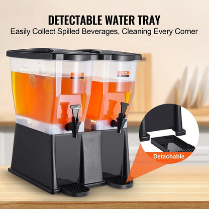 Beverage Dispenser, 3 Gallon x 2 Drink Dispensers for Parties, Plastic Juice Dispenser with Stand Spigot Lid, Iced Tea Lemonade Juice Water Dispenser, for Restaurants, Hotels, Parties - Renee Lane Company